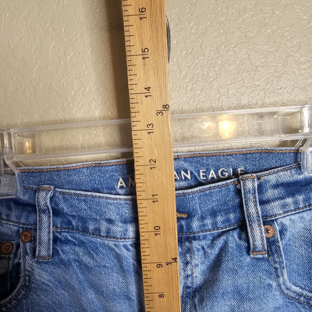 American Eagle Stovepipe Jeans Light Wash High Rise Straight Leg Strigid 12 - Picture 5 of 9
